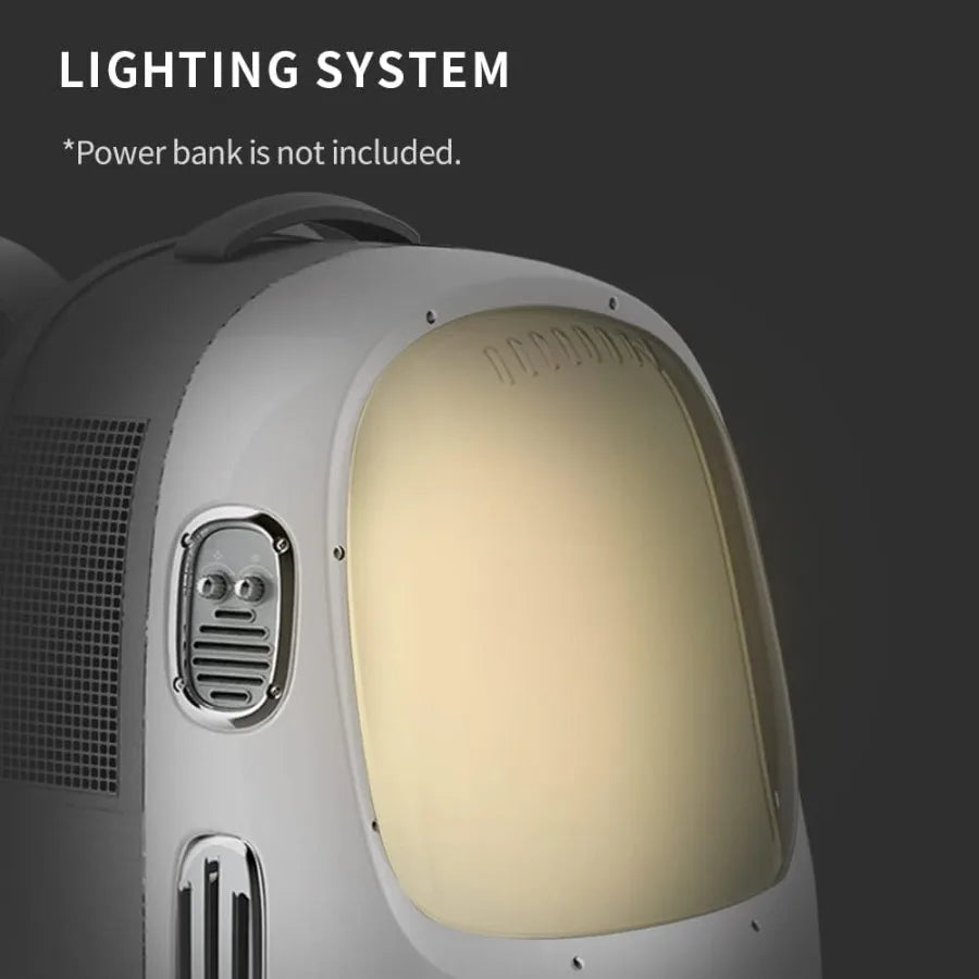 Lighting system with a power bank indicator on a dark background