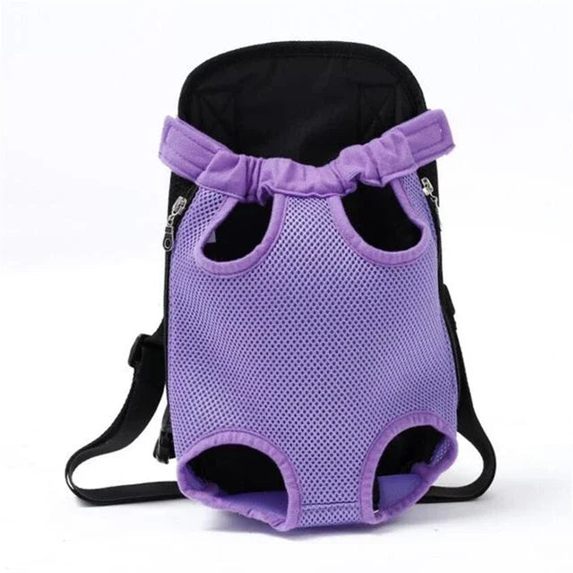 Purple pet carrier backpack on a white background