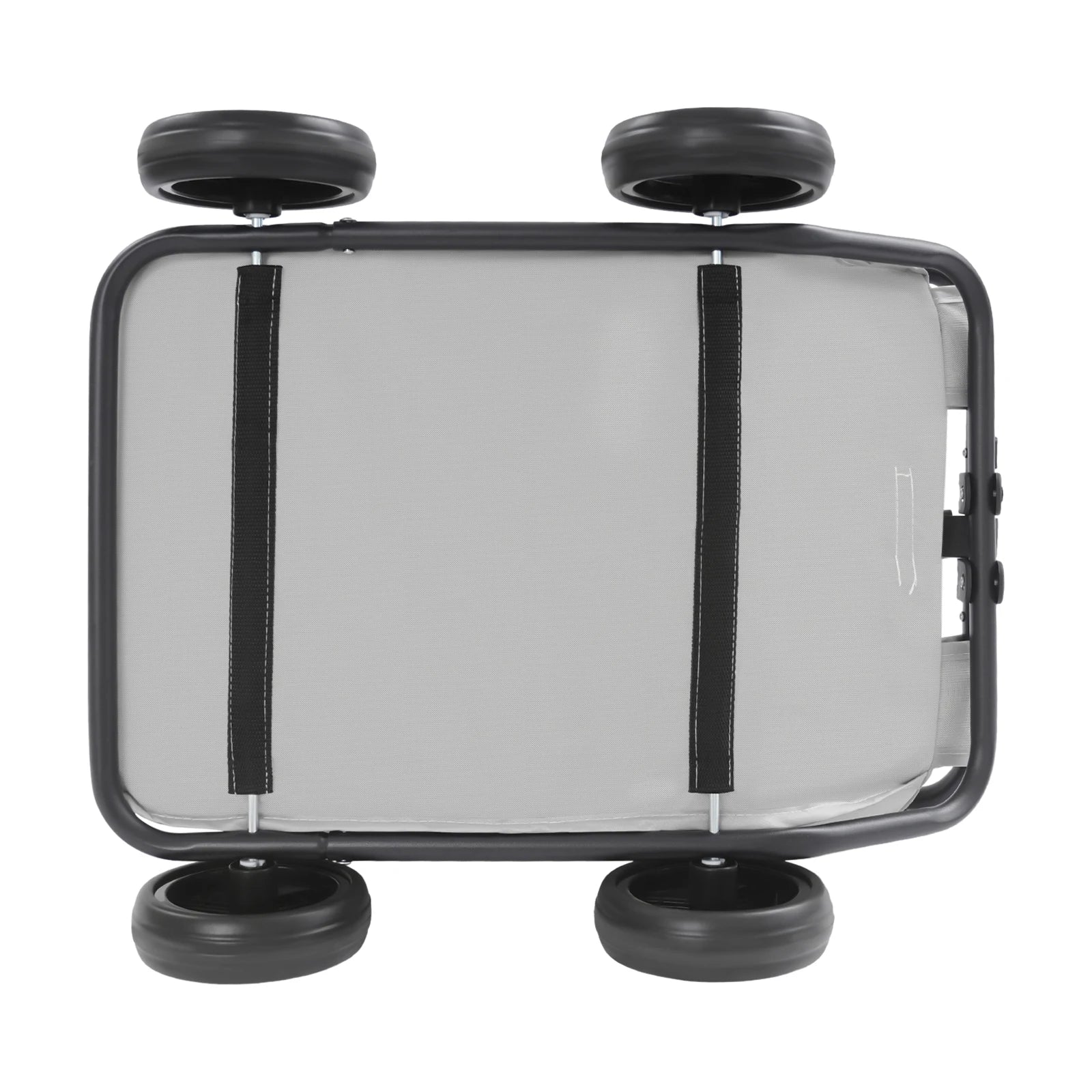 Transparent suitcase with black wheels on a white background