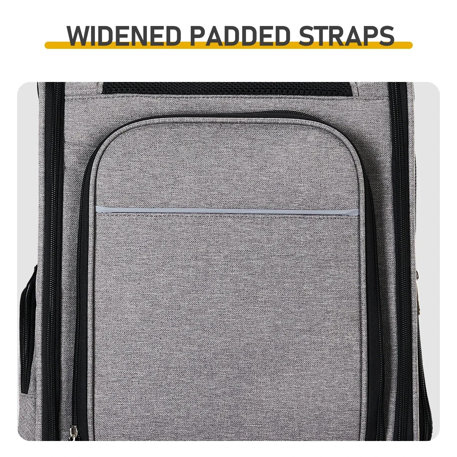 Gray bag with widened padded straps on a white background
