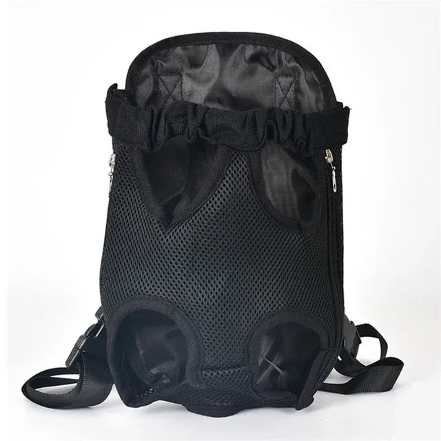 Black pet carrier backpack on a white background