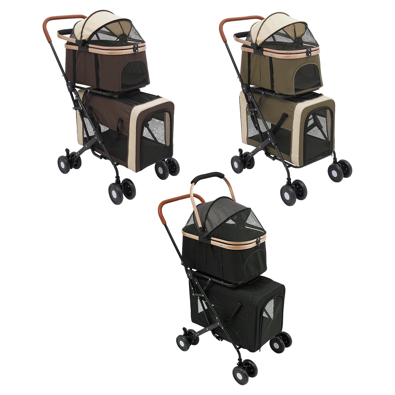 Pet stroller with multiple angles on a white background