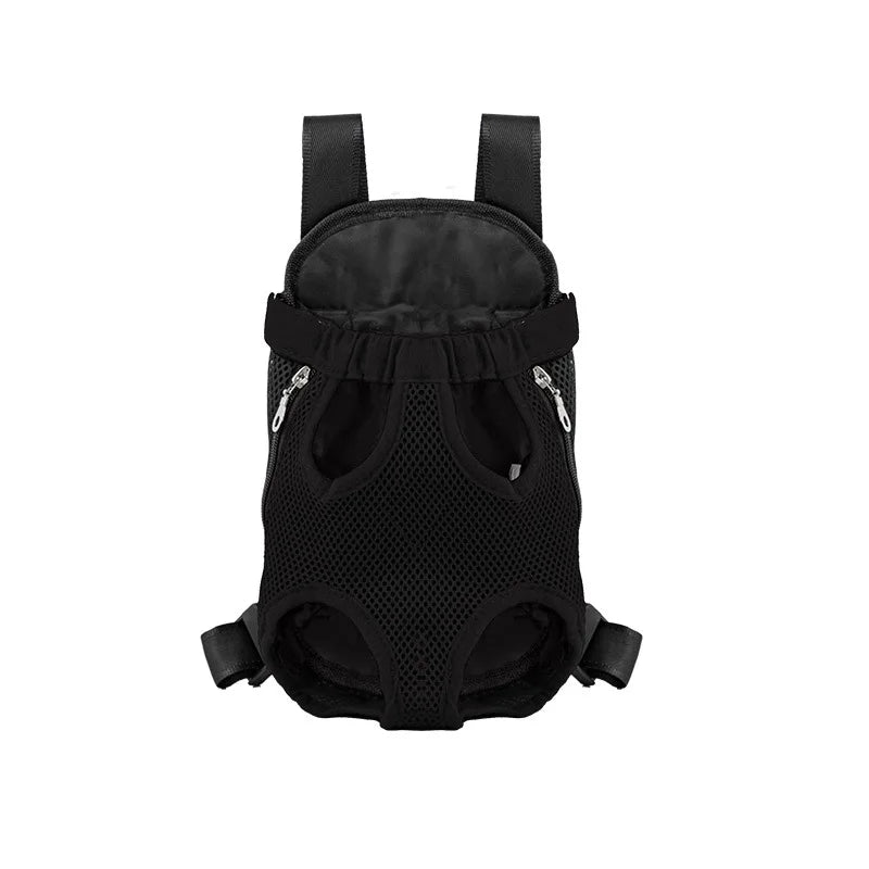 Black pet carrier backpack on a white background