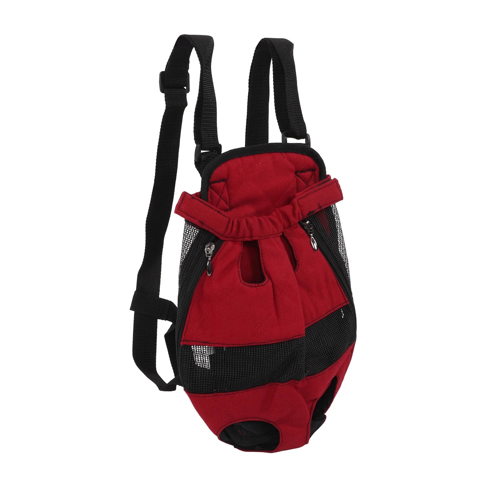 Red and black pet carrier on a white background