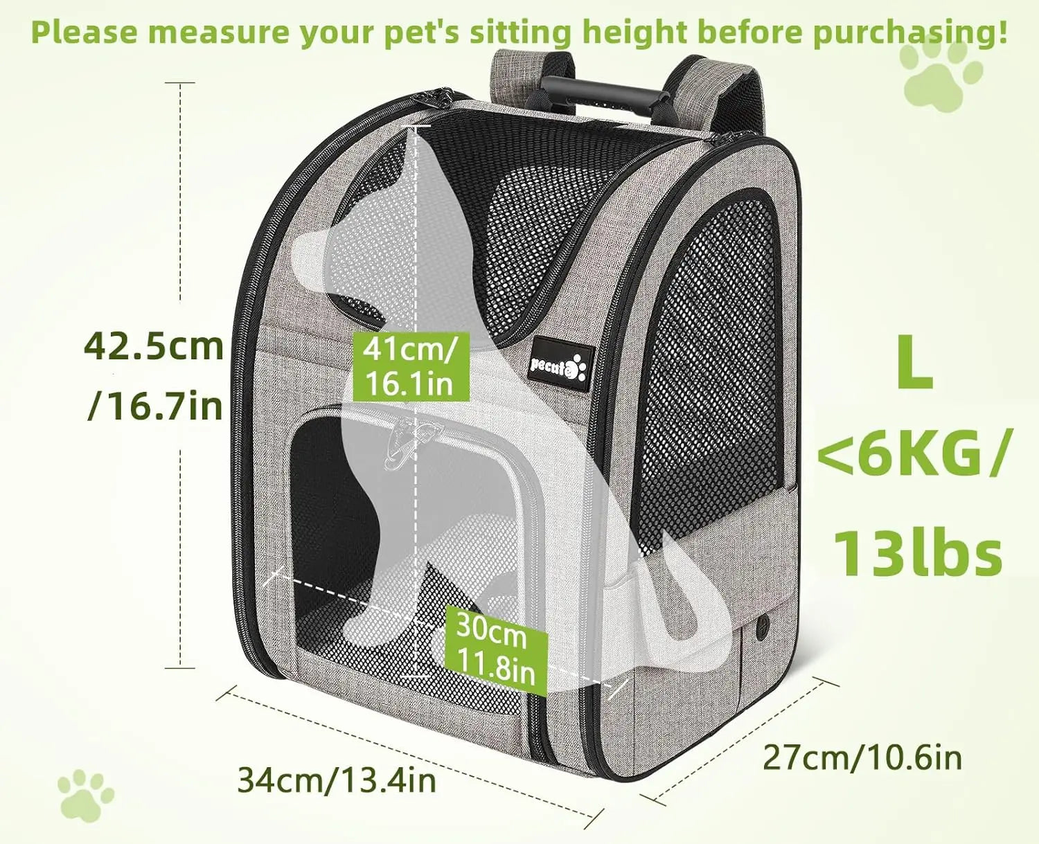Pet carrier with mesh sides and a gray exterior on a white background