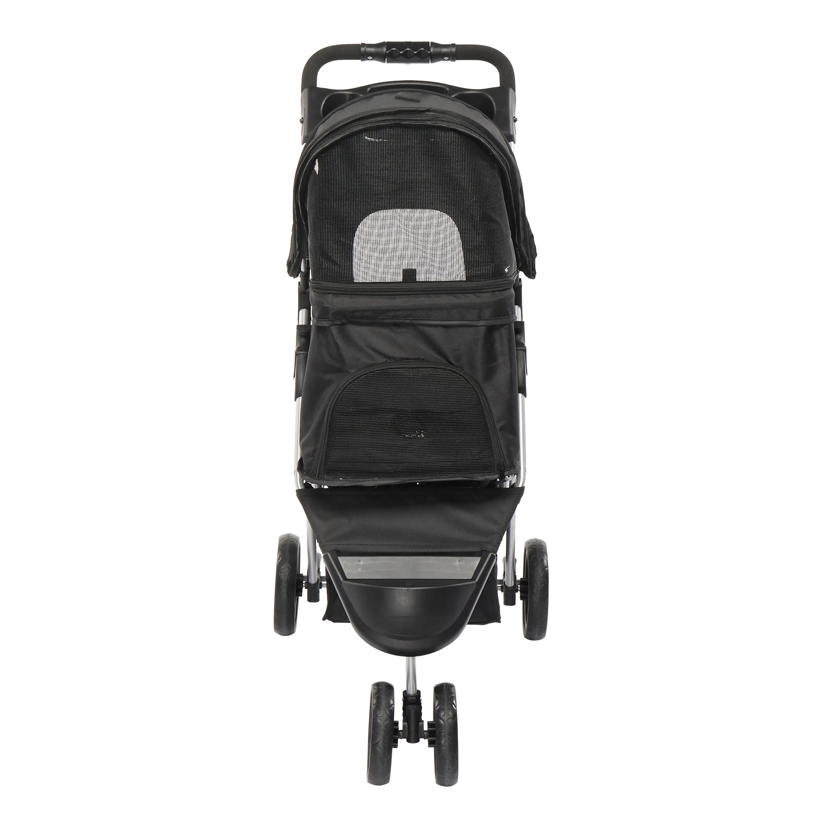 Black stroller on a white background