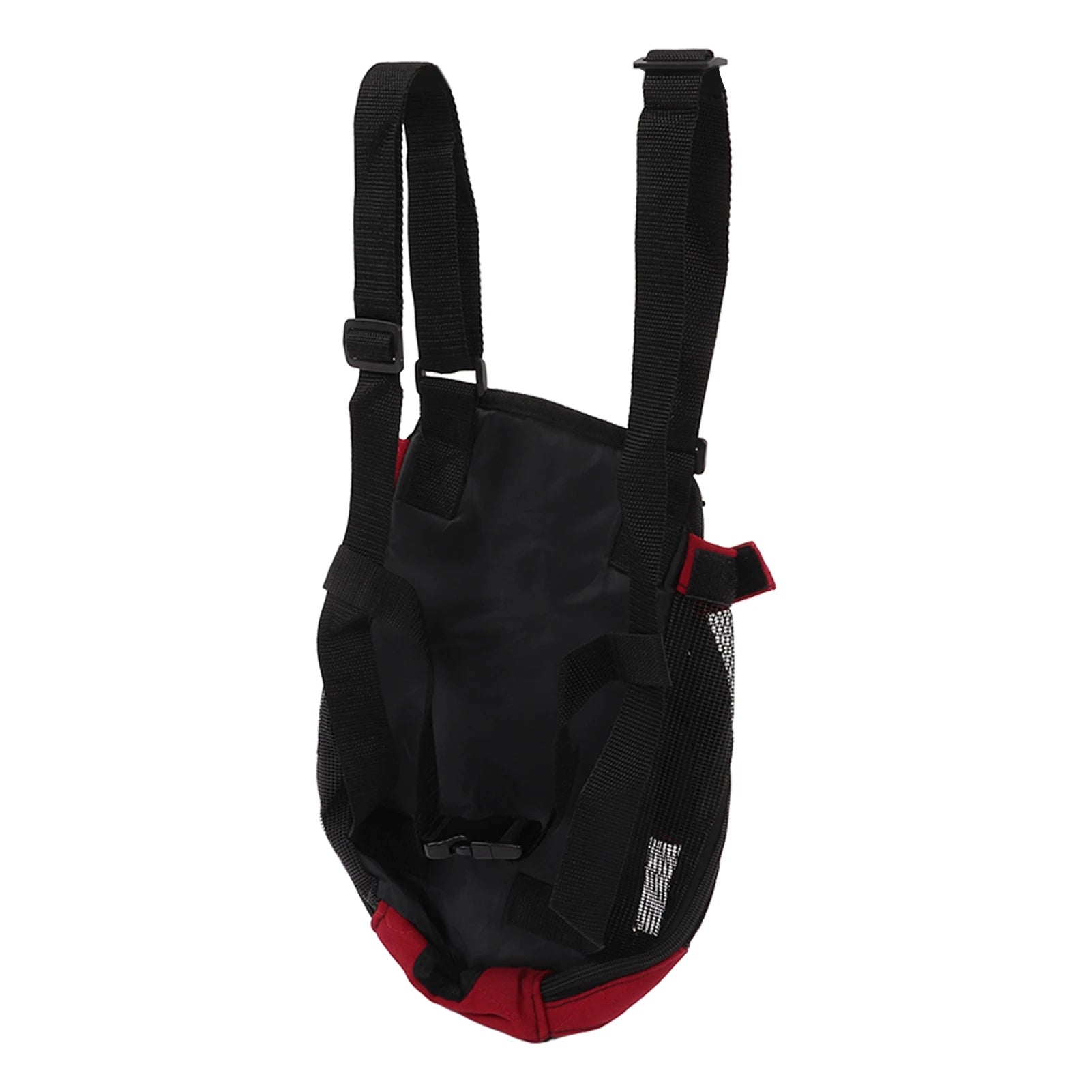Black and red backpack on a white background