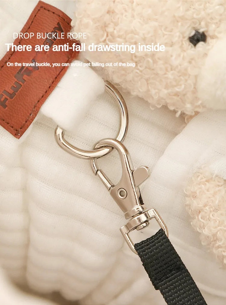 Dog leash with drop buckle rope feature on a soft background