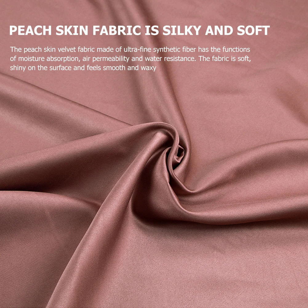 Silky peach skin fabric with descriptive text overlay