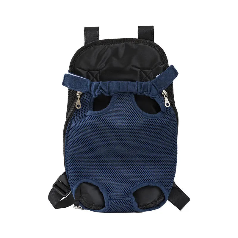 Blue pet carrier backpack on a white background