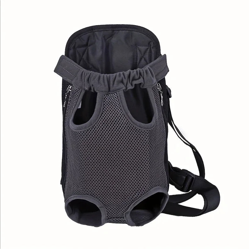 Gray pet carrier backpack on a white background
