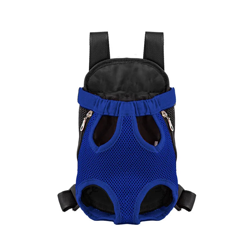 Blue pet carrier backpack on a white background