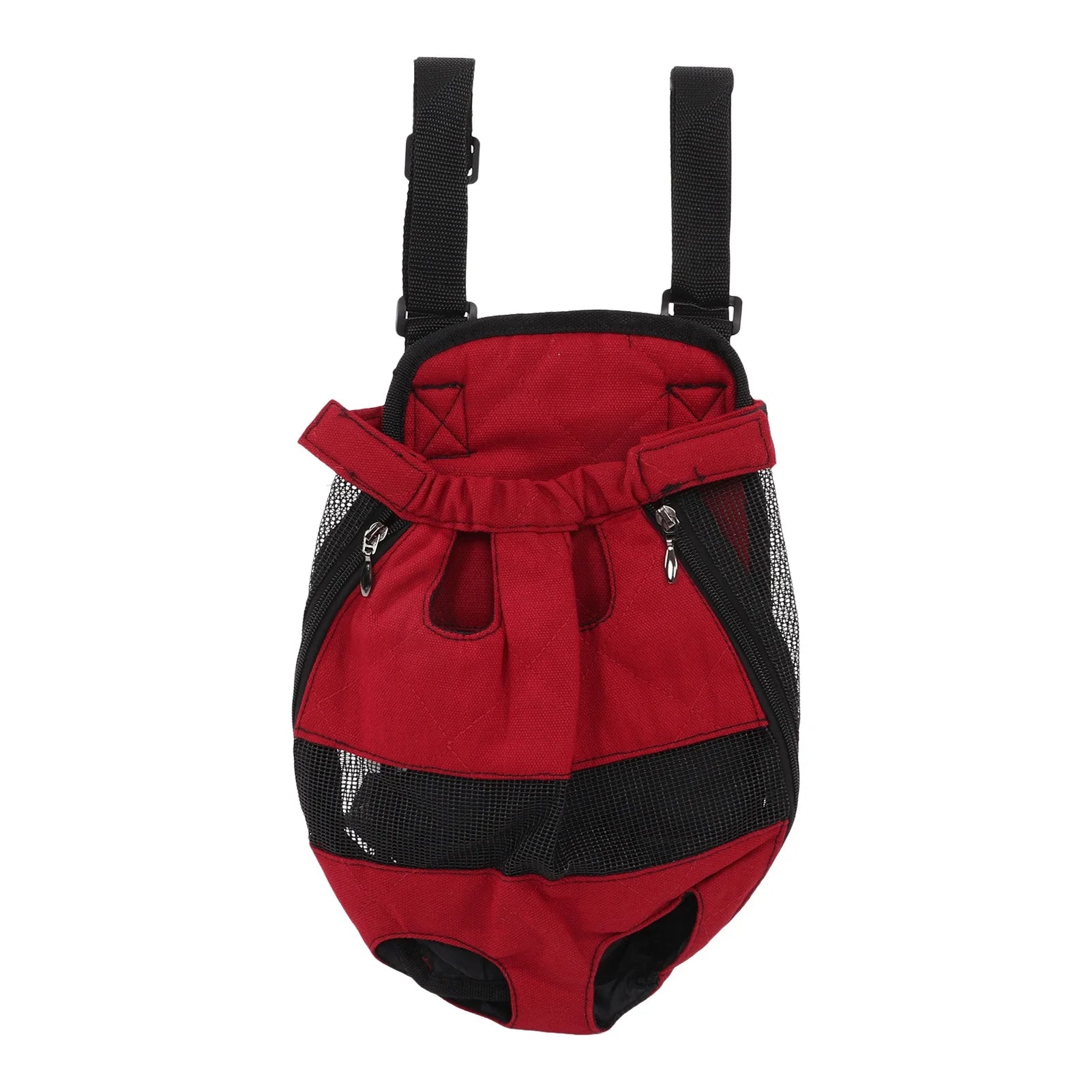 Red and black pet carrier on a white background
