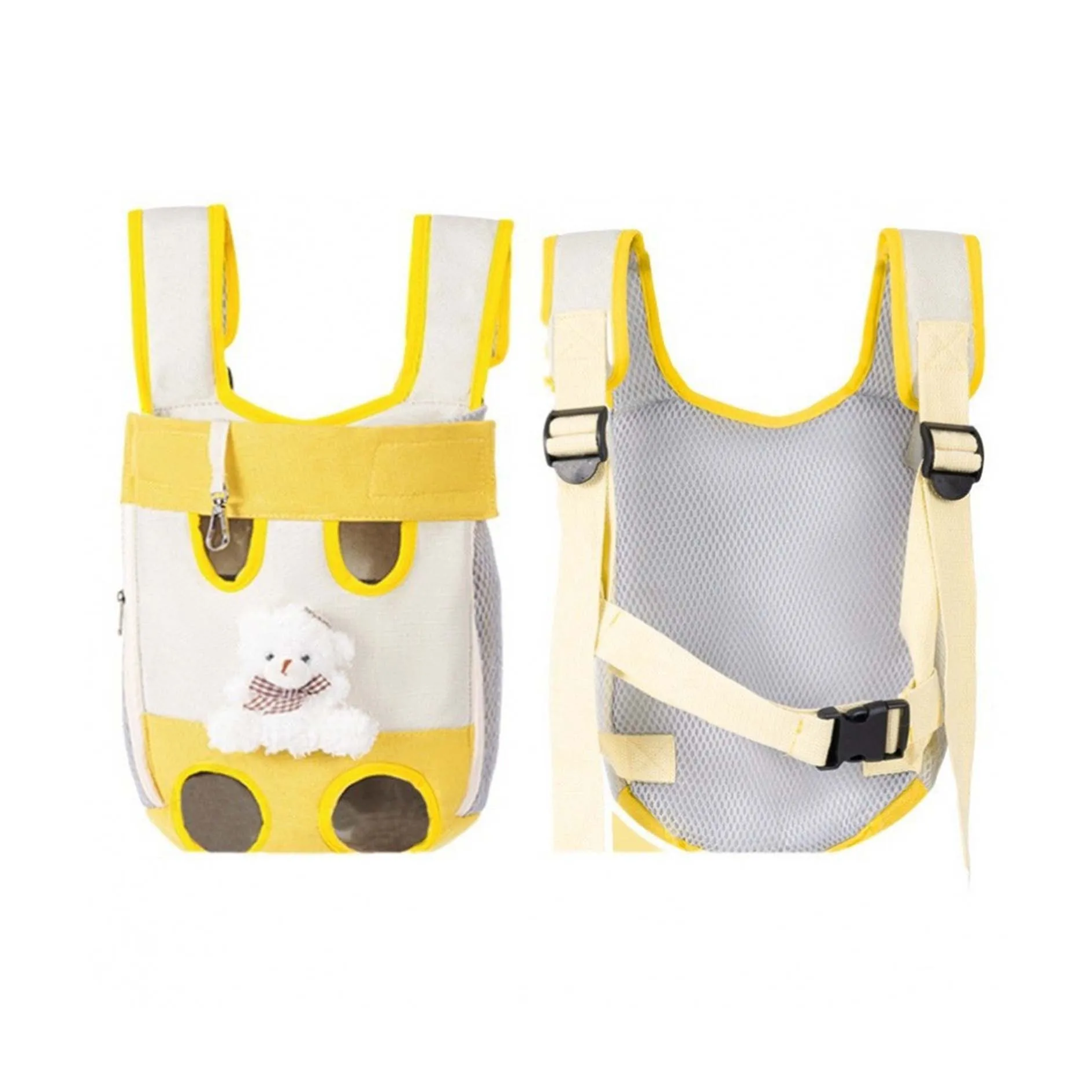 Yellow and gray pet backpack