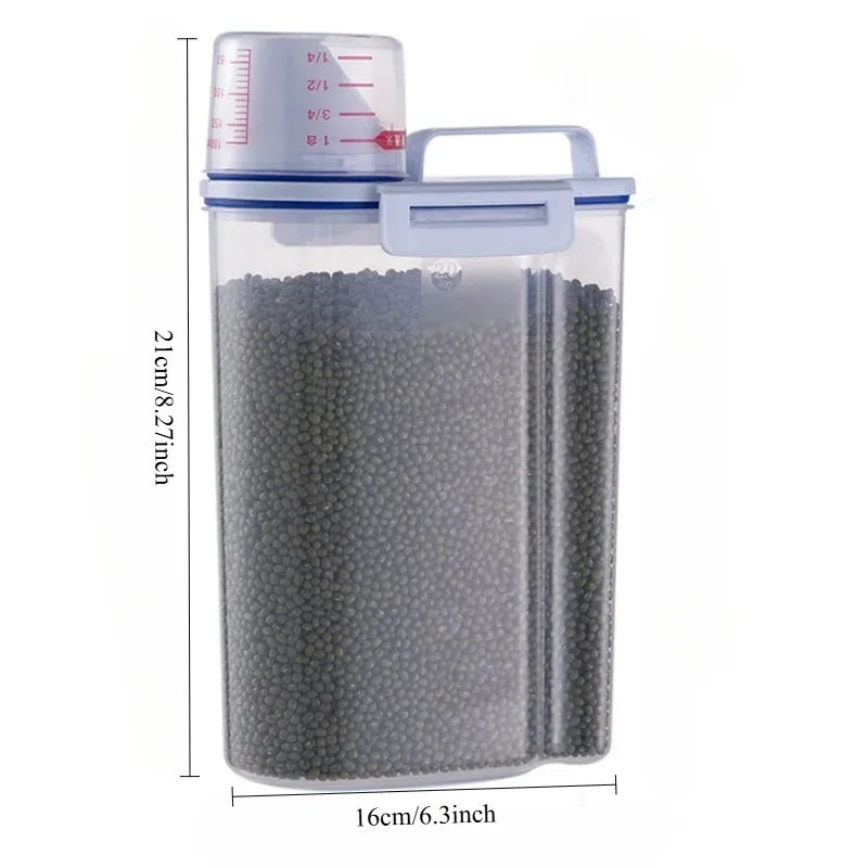 Sealed Pet Food Jar – 2kg Dog & Cat Food Storage Tank with Cup