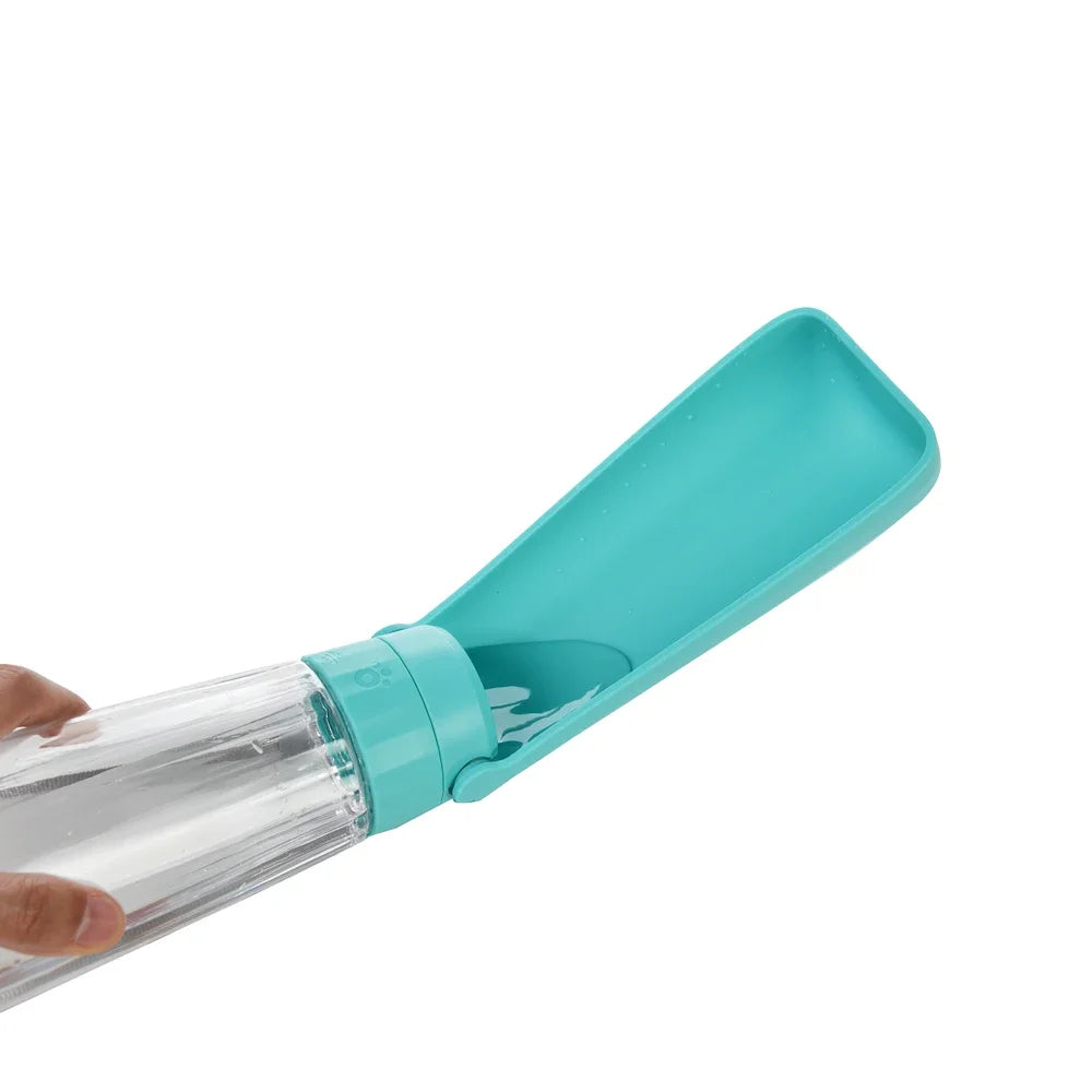 Turquoise pet water bottle with a clear water container on a white background