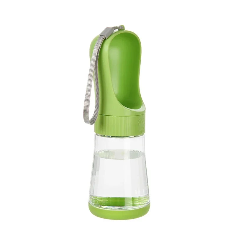 Green pet water bottle with a clear container on a white background