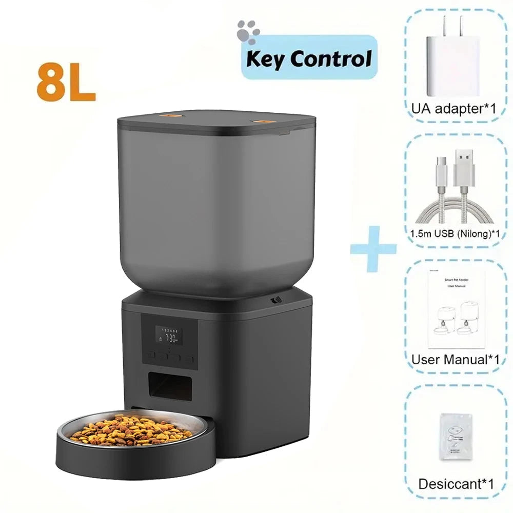 FURPIPI pet feeder with key control features on a white background