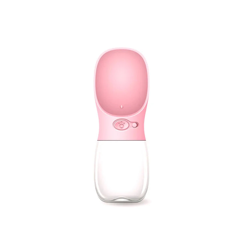 Pink pet water bottle on a white background