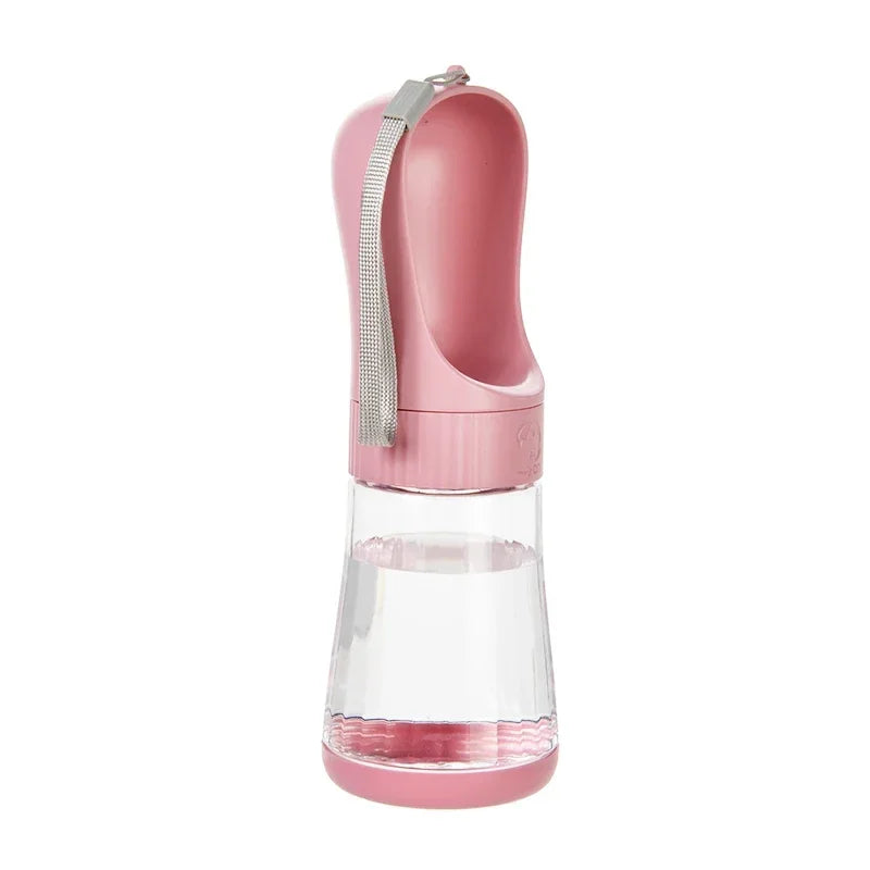 Pink and clear water bottle with a zipper on a white background