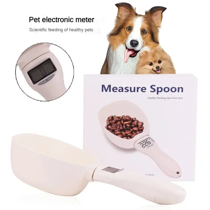 Pet electronic meter and measure spoon with a dog and cat on a white background